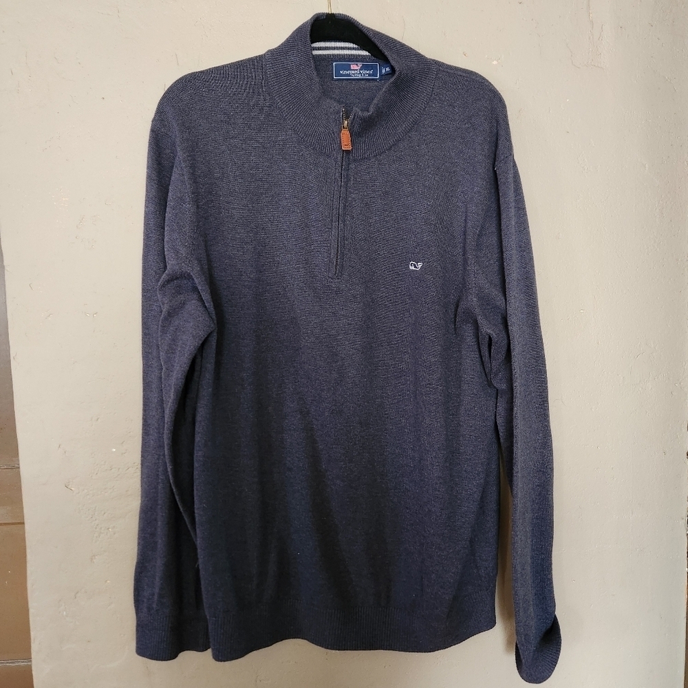 Vineyard vines performance fleece Palm Beach quarter zip Blue Size XL